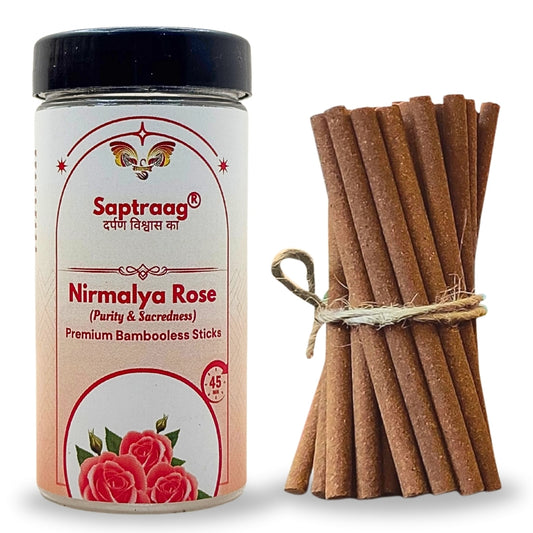 Saptraag Premium Nirmalya Rose Dhoop Sticks | Bambooless Natural Incense for Pooja, Meditation & Home Fragrance | Long Lasting and 100% Natural and Toxin Free - 125 Grams