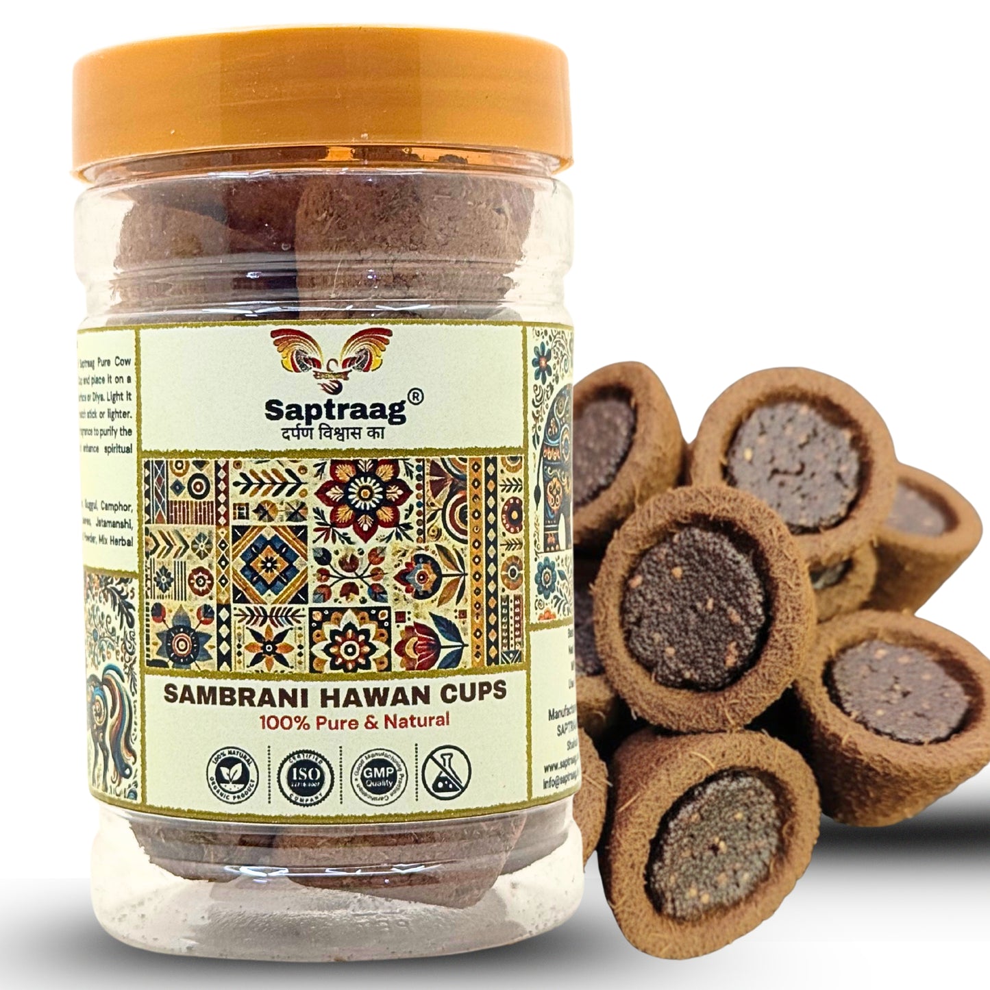 Saptraag Nava-Samagri Hawan Cups (15 Pcs) | 100% Charcoal & Wood -Free | 9-in-1 Dhoop Blend